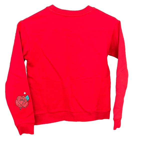 Girls' Disney 100 Retro Reimagined Patch Fleece Pullover Sweatshirt - Red - Picture 2 of 3